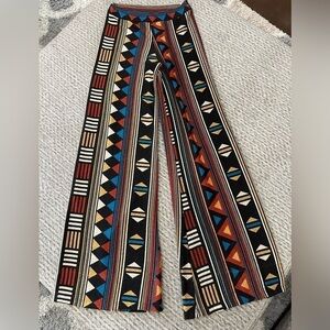 YAHADA Colorful Aztec Print Wide Leg Pants, size L!